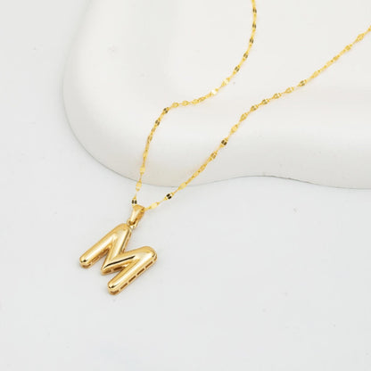 14K Yellow Gold Balloon Initial M Necklace