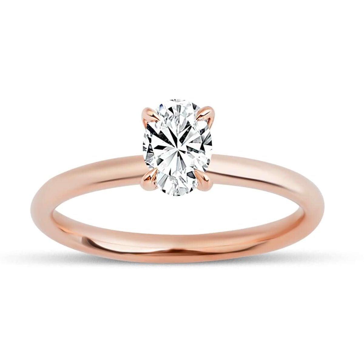 14K Rose Gold 0.50 Ct Oval Moissanite Solitaire Ring
