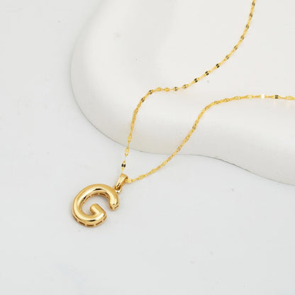 14K Yellow Gold G Balloon Initial Necklace
