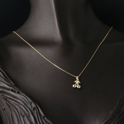 14K Yellow Gold Cherry Necklace