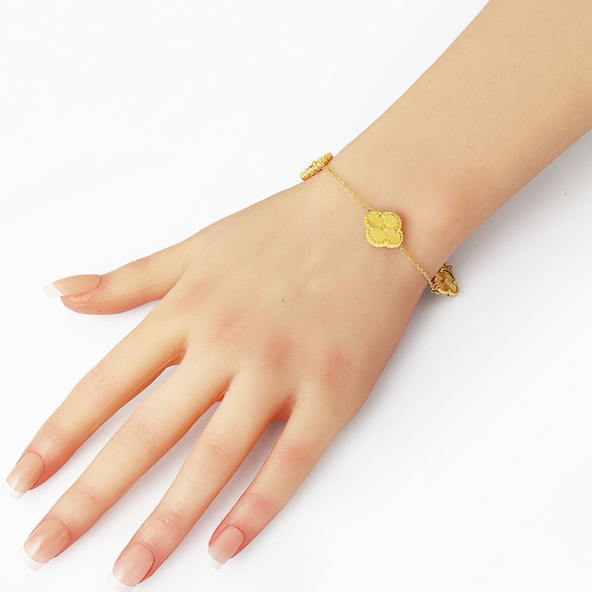 14K Yellow Gold Three Clover Bracelet