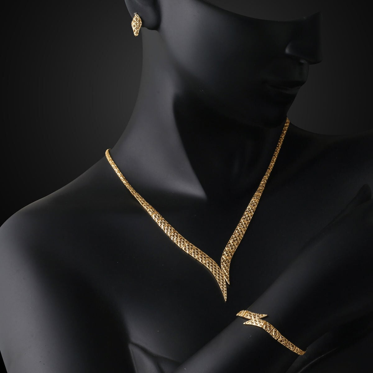 14K Yellow Gold Drop Design Bridal Set