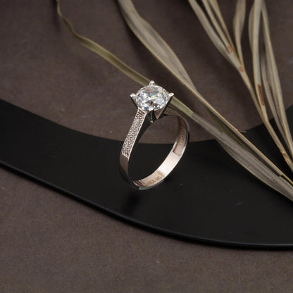 14K White Gold Solitaire Cubic Zirconia Ring (2.8 g)