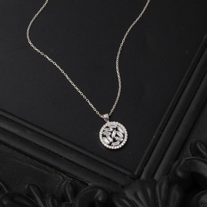 14K White Gold 0.35 Ct Baguette Diamond Necklace