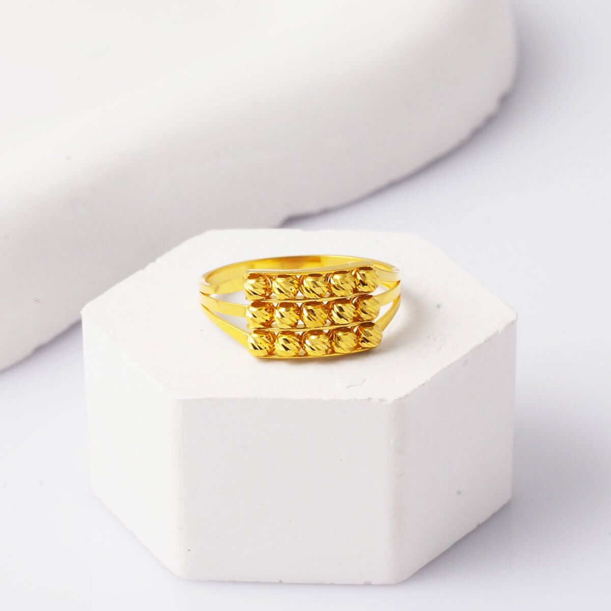 14K Yellow Gold Bead Ring