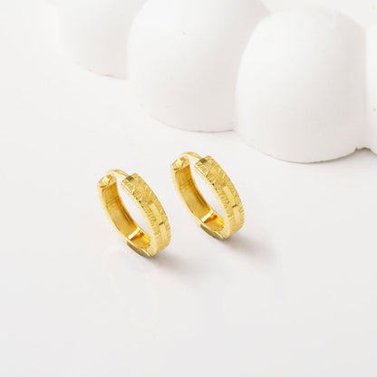 14K Yellow Gold Italian Design Hoop Earrings
