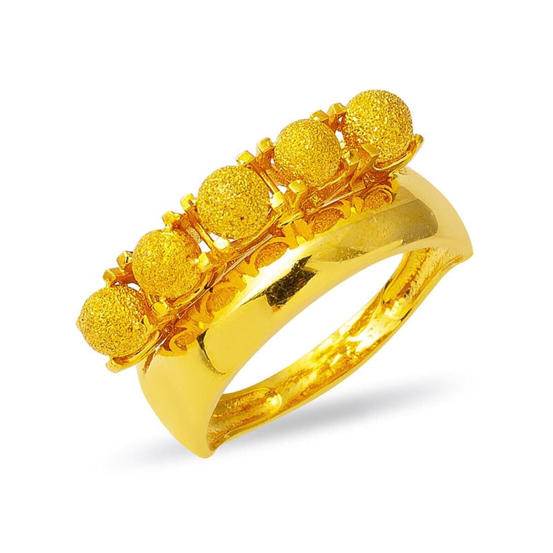 22K Yellow Gold Five Bead Wedding Band Ring