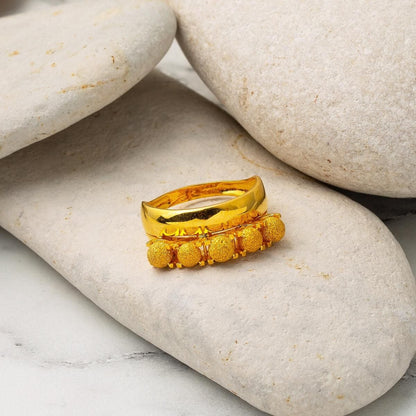 22K Yellow Gold Five Bead Wedding Band Ring