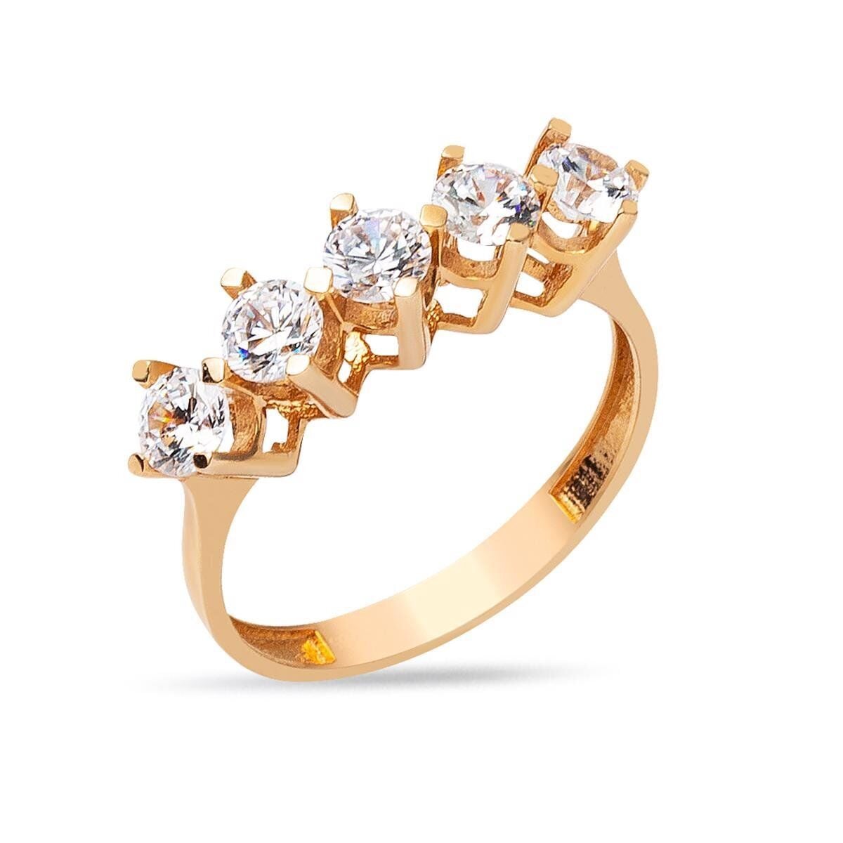 14K Rose Gold Five Stone Cubic Zirconia Ring