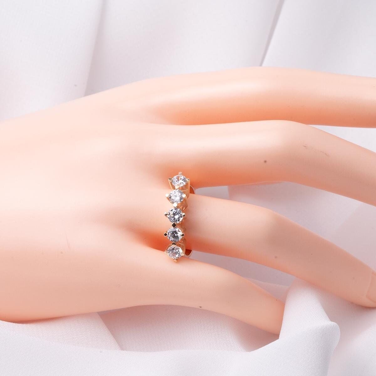14K Rose Gold Five Stone Cubic Zirconia Ring (3 g)