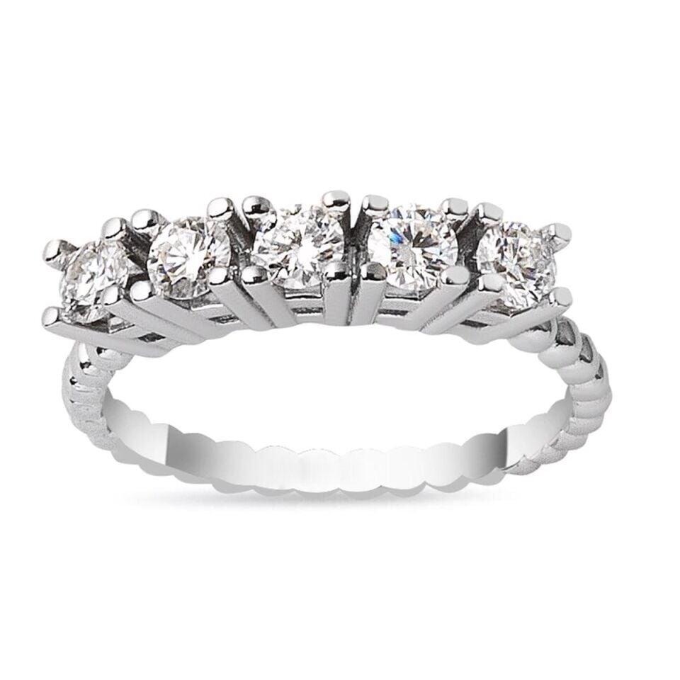 14K White Gold Five Stone Moissanite Ring