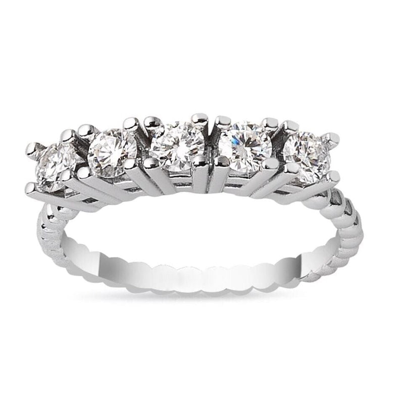 14K White Gold Five Stone Moissanite Ring