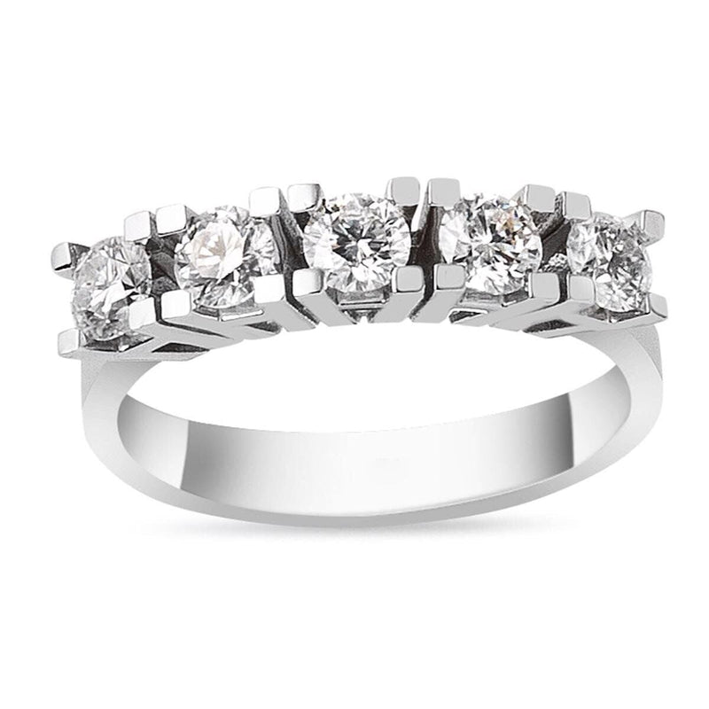 14K White Gold 0.80 Ct Five Stone Moissanite Ring (3.66 g)