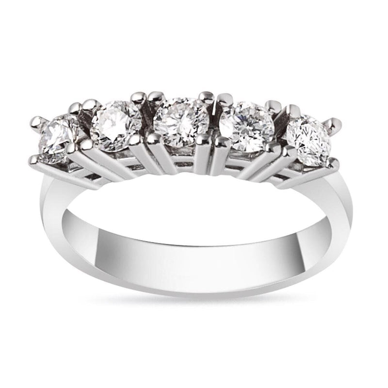 14K White Gold 0.80 Ct Five Stone Moissanite Ring