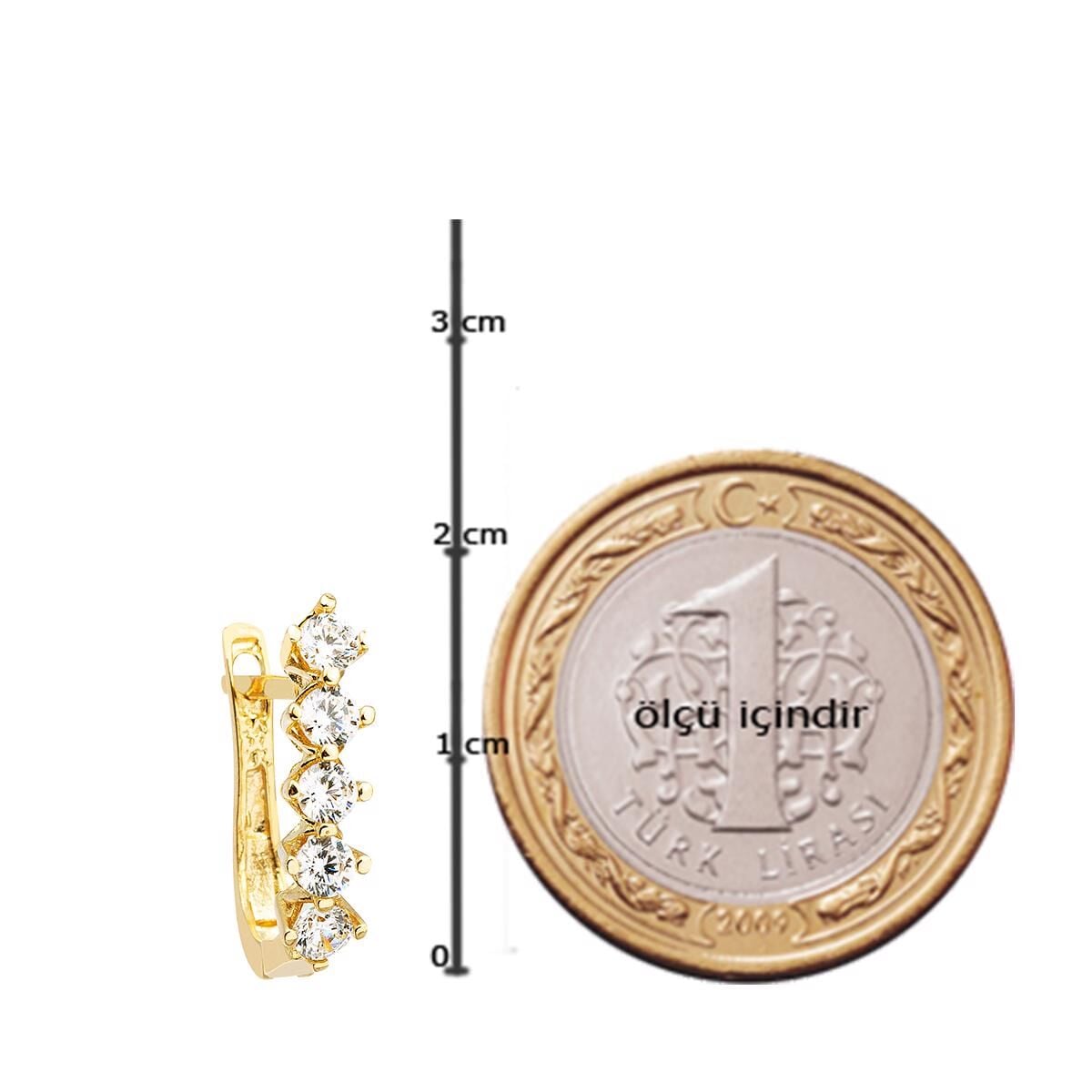 14K Yellow Gold Five Stone Cubic Zirconia Earrings