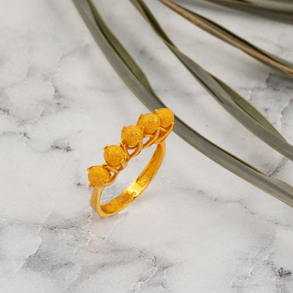 22K Yellow Gold Gold Bead Five Stone Ring