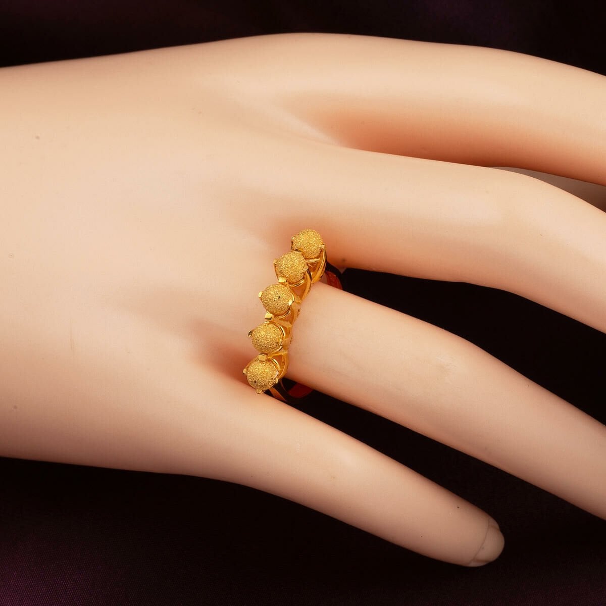 22K Yellow Gold Gold Bead Five Stone Ring
