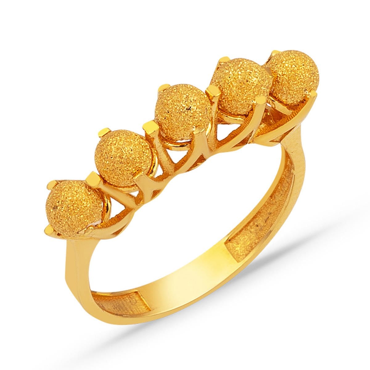 22K Yellow Gold Gold Bead Five Stone Ring