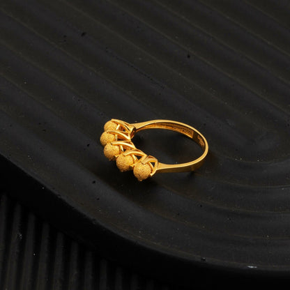 22K Yellow Gold Gold Bead Five Stone Ring