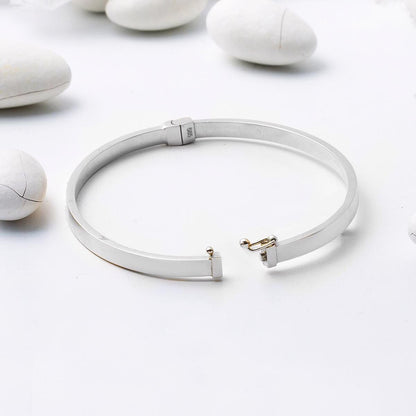 14K White Gold Hinged Cuff Bangle