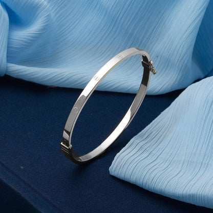 14K White Gold Hinged Cuff Bangle