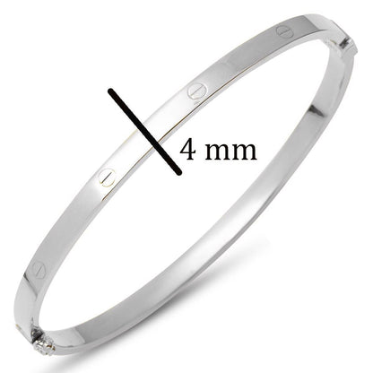 14K White Gold Hinged Cuff Bangle