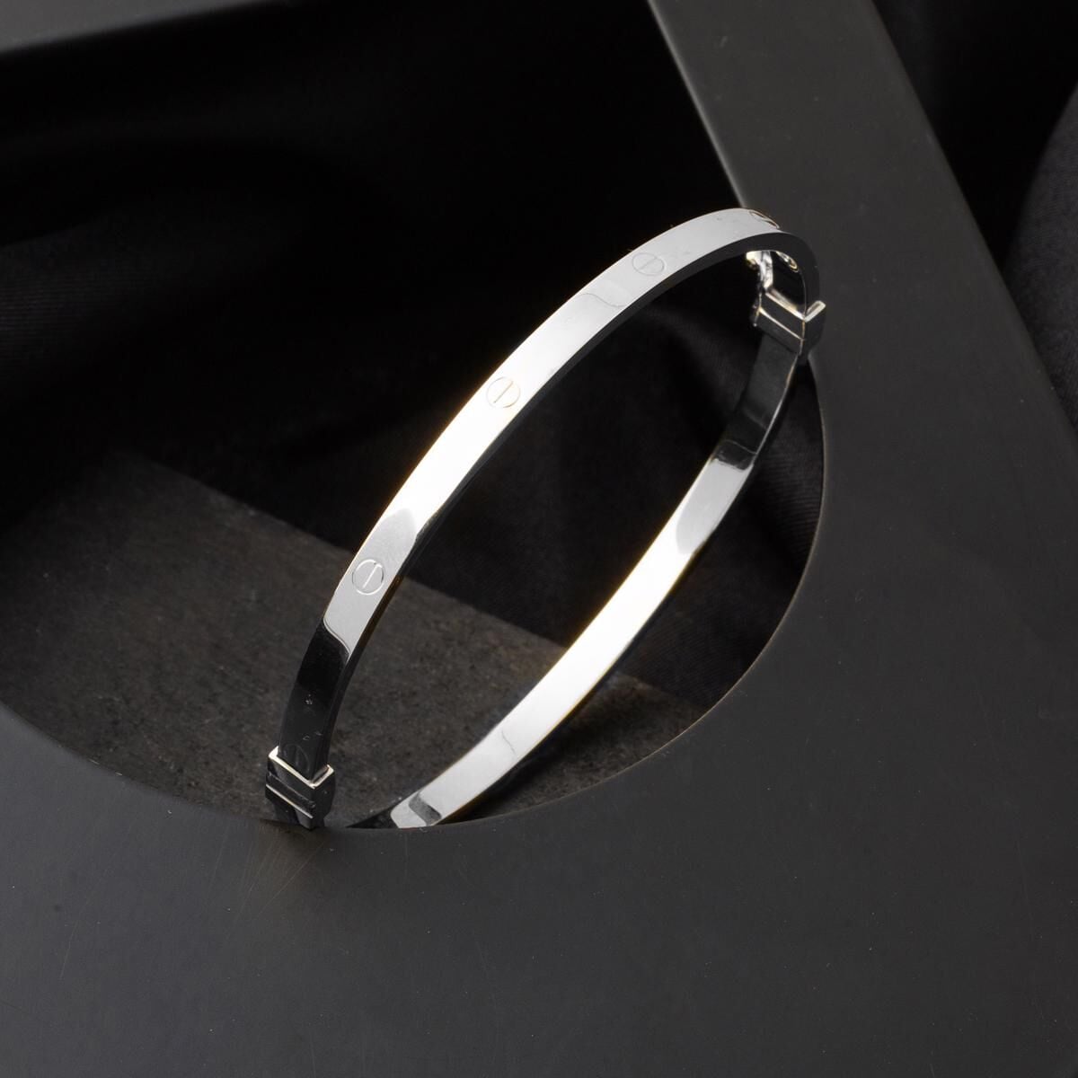 14K White Gold Hinged Cuff Bangle