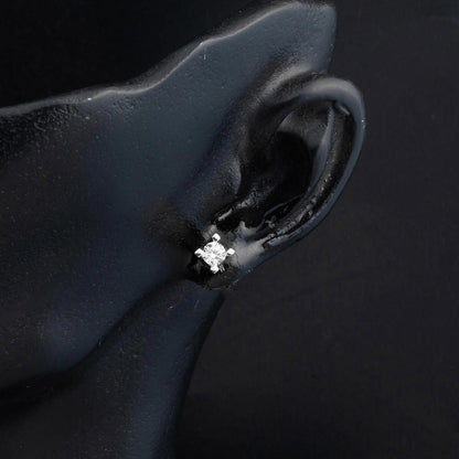 14K White Gold Solitaire Cubic Zirconia Earrings