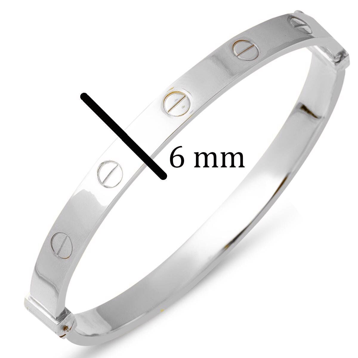 14K White Gold Screw Back Hinged Cuff Bangle