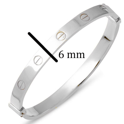 14K White Gold Screw Back Hinged Cuff Bangle