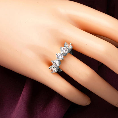 14K White Gold Five Stone Cubic Zirconia Ring (2.65 g)