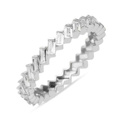 14K White Gold Baguette Full Eternity Cubic Zirconia Ring