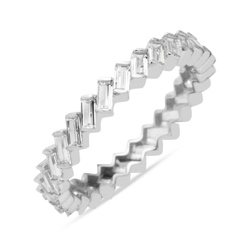 14K White Gold Baguette Full Eternity Cubic Zirconia Ring
