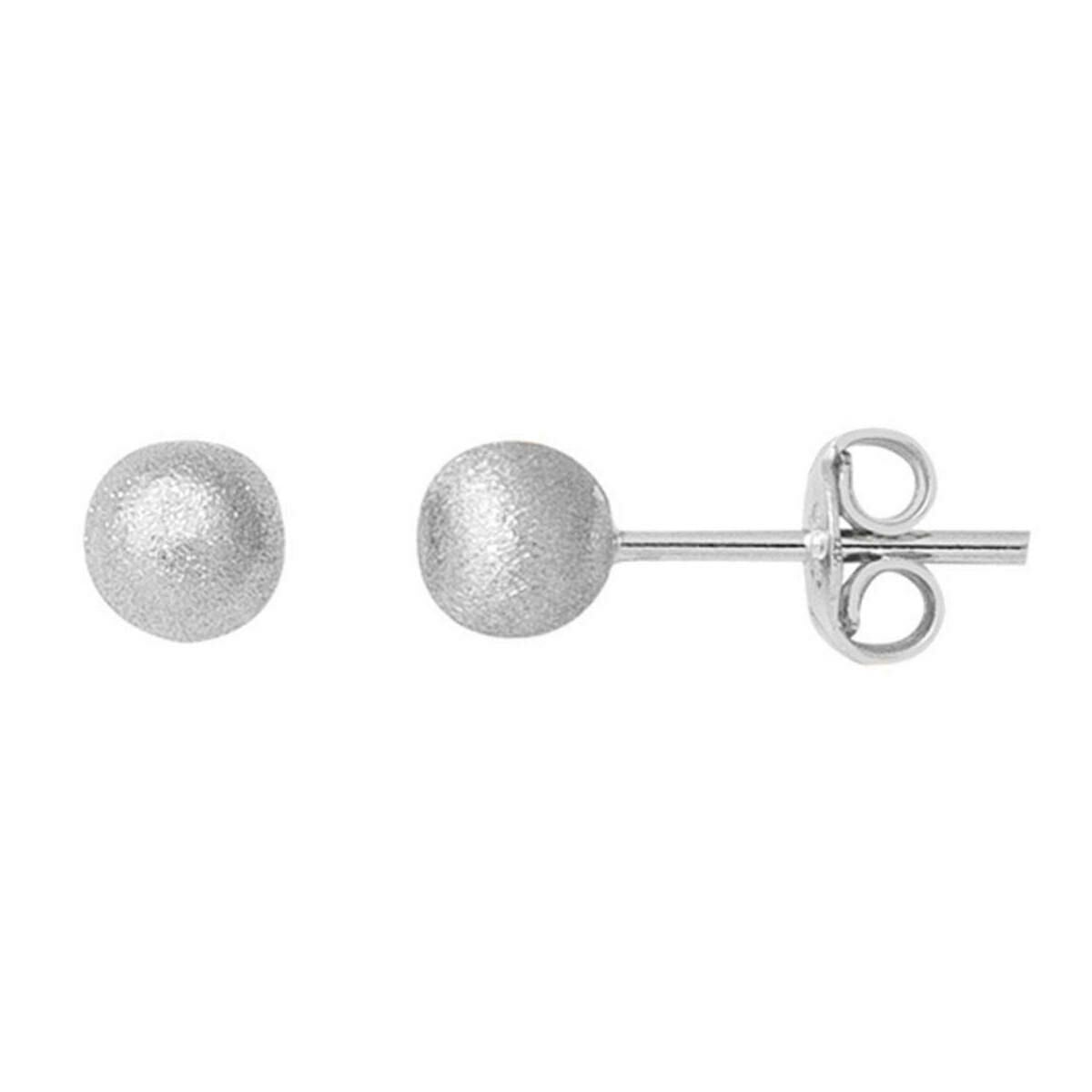 14K White Gold Matte Ball Earrings 5 mm