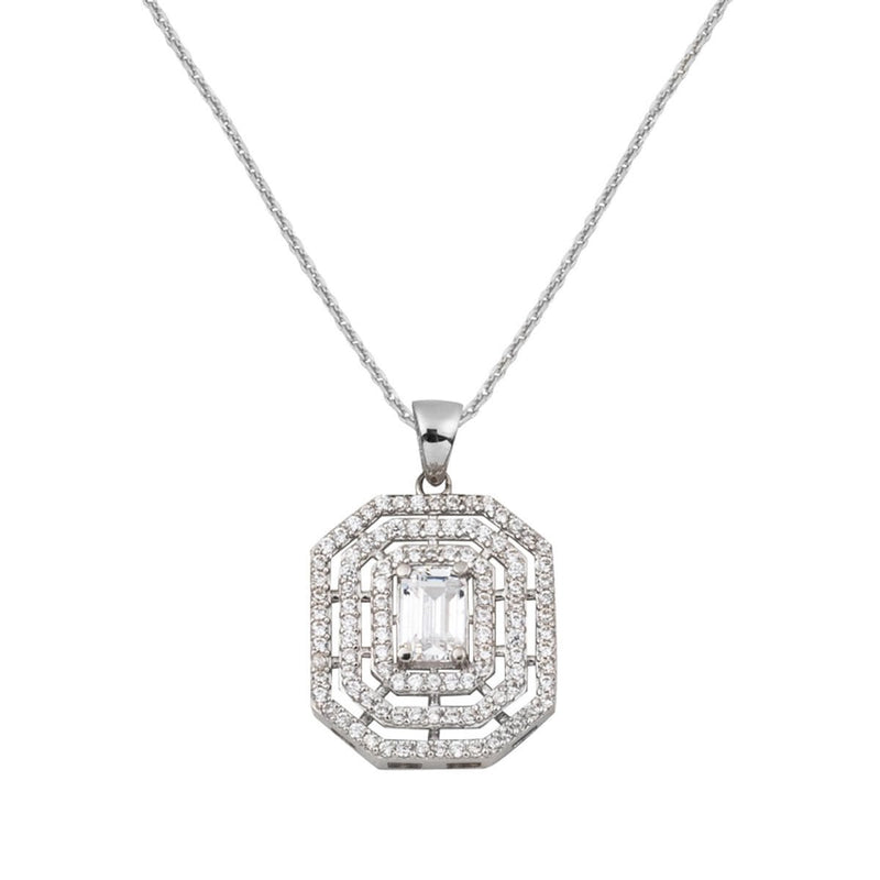 14K White Gold Minimalist Baguette Cubic Zirconia Necklace (3.55 g)