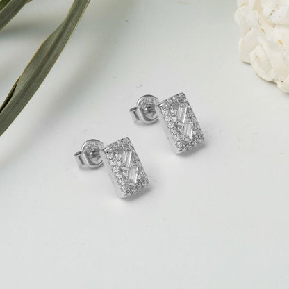 14K White Gold Baguette Cubic Zirconia Earrings (1.74 g)