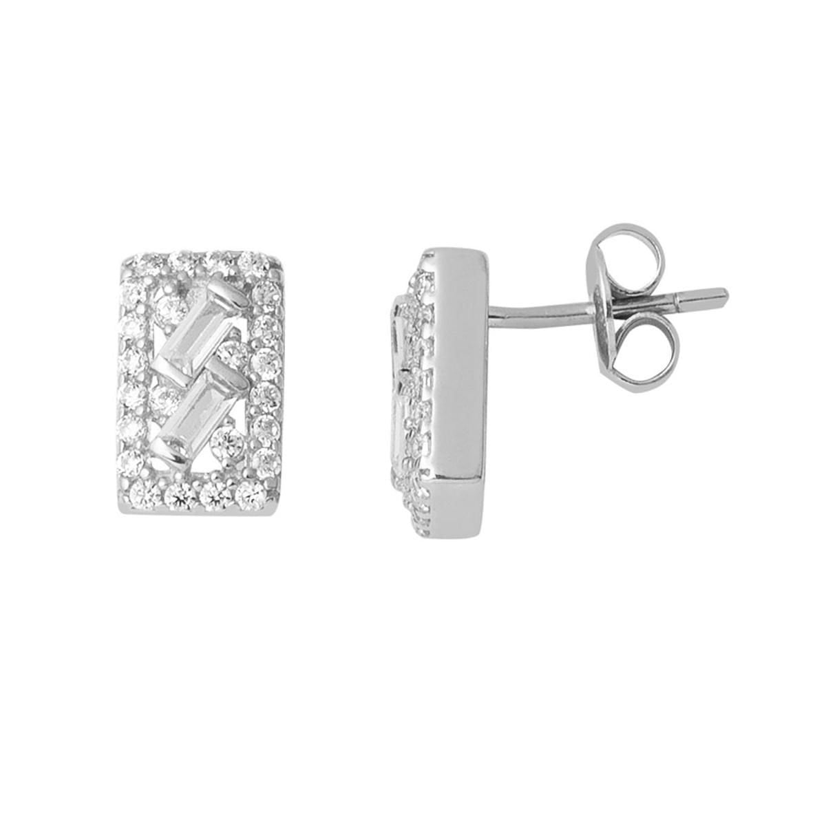 14K White Gold Baguette Cubic Zirconia Earrings (1.74 g)