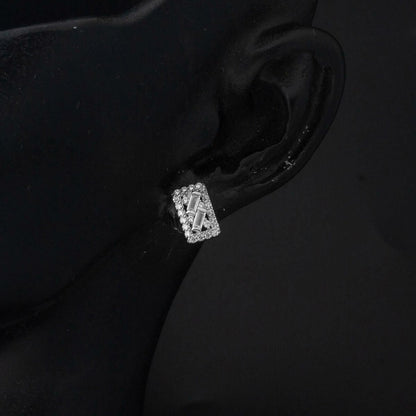 14K White Gold Baguette Cubic Zirconia Earrings (1.74 g)