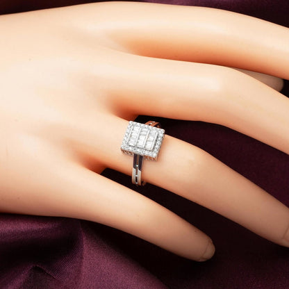 14K White Gold Baguette Minimalist Cubic Zirconia Ring