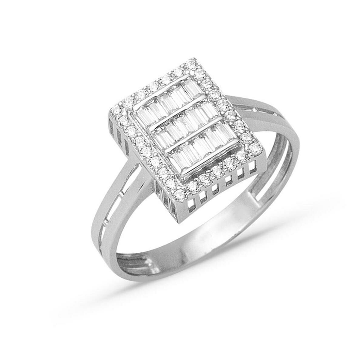 14K White Gold Baguette Minimalist Cubic Zirconia Ring