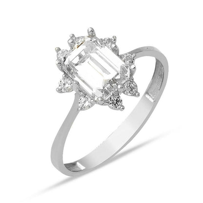 14K White Gold Baguette Cubic Zirconia Ring (2.29 g)