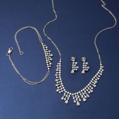 14K White Gold Teardrop Cubic Zirconia 3-Piece Set