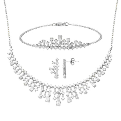 14K White Gold Teardrop Cubic Zirconia 3-Piece Set