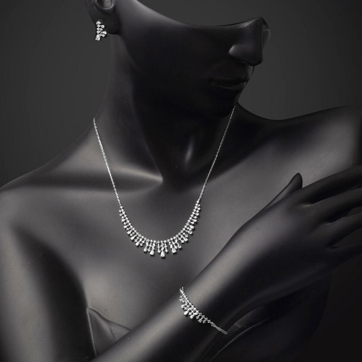 14K White Gold Teardrop Cubic Zirconia 3-Piece Set