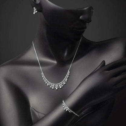 14K White Gold Teardrop Cubic Zirconia 3-Piece Set