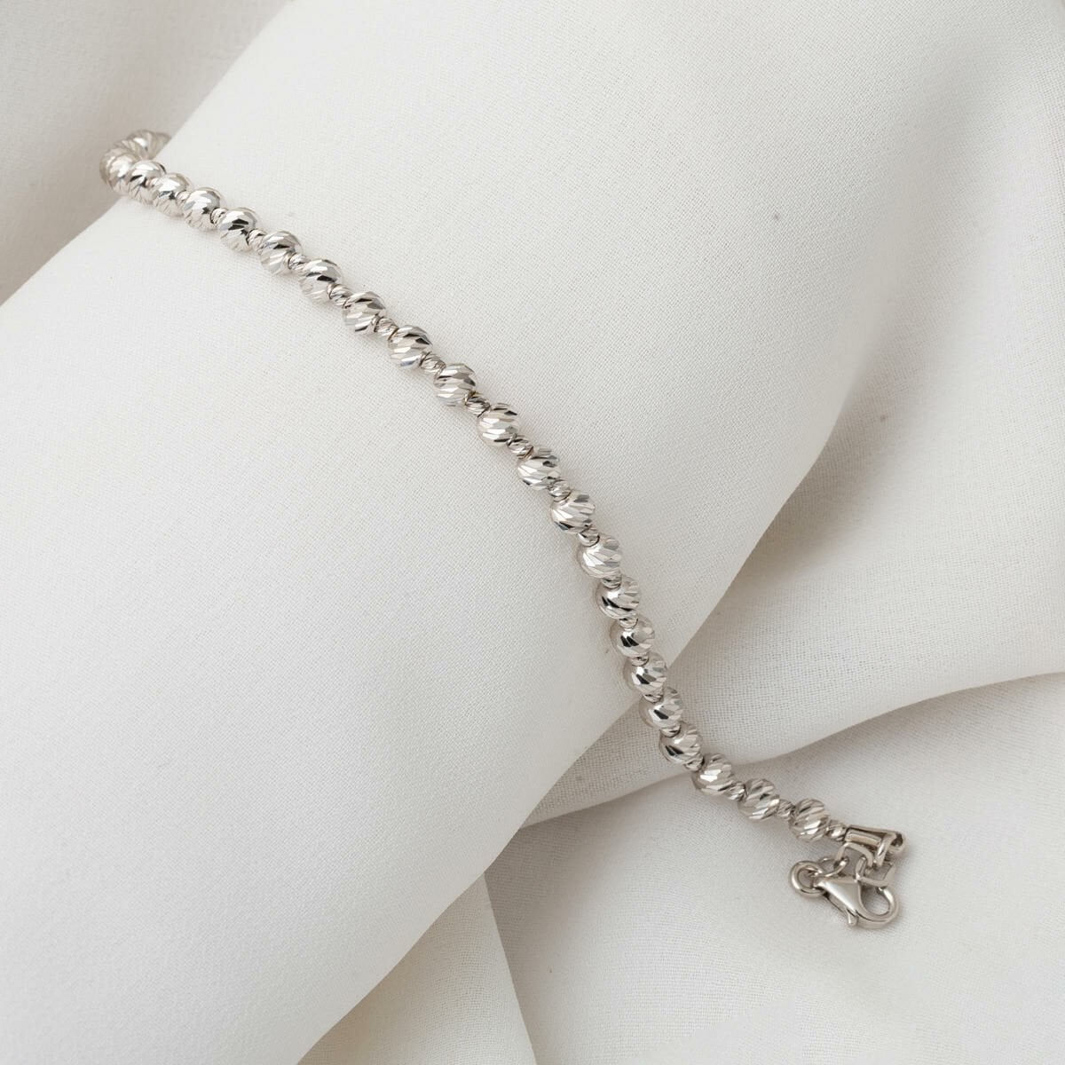 14K White Gold Bead Bracelet