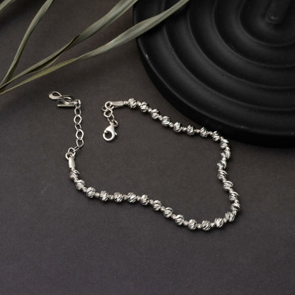 14K White Gold Bead Bracelet