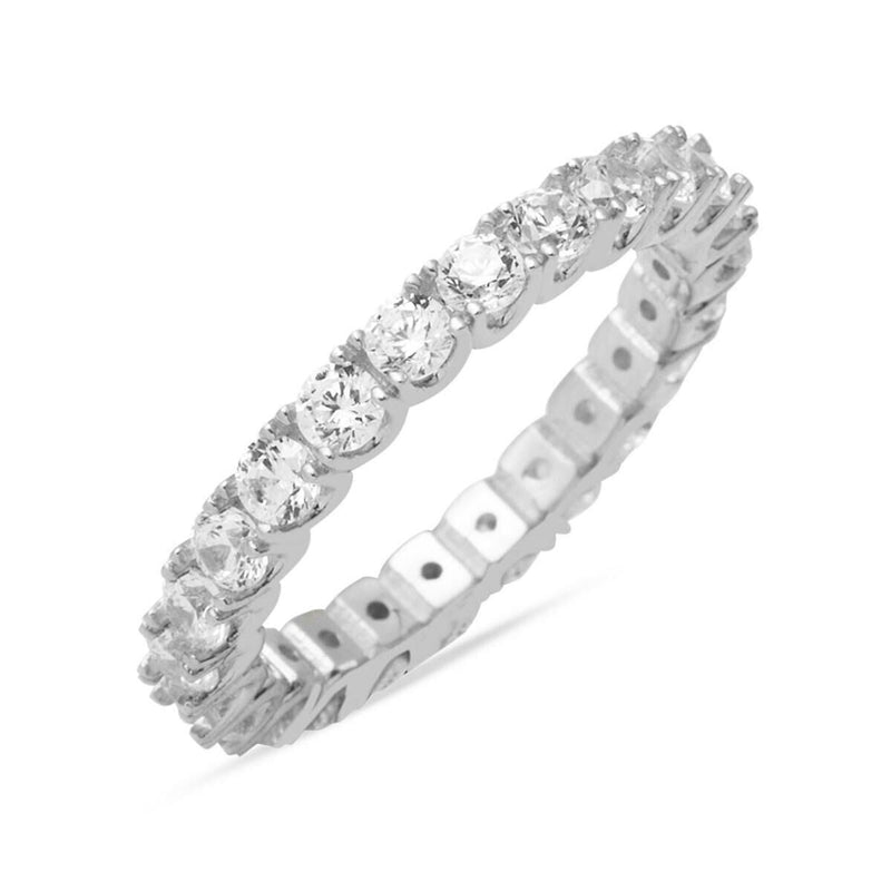 14K White Gold Diamond Setting Full Eternity Cubic Zirconia Ring
