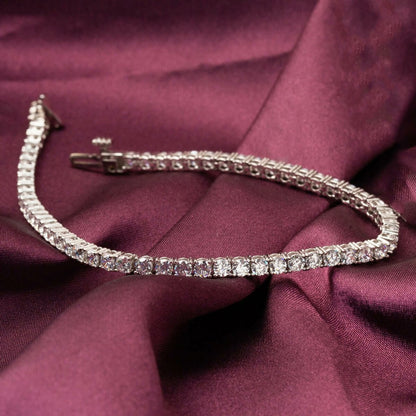 14K White Gold Tennis Cubic Zirconia Bracelet (8.85 g)