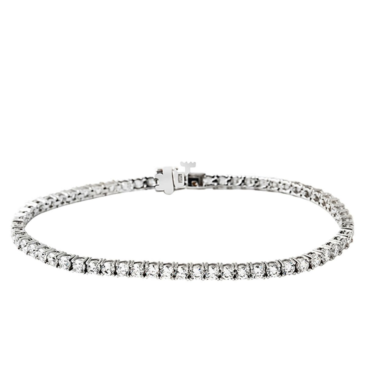 14K White Gold Tennis Cubic Zirconia Bracelet (8.85 g)